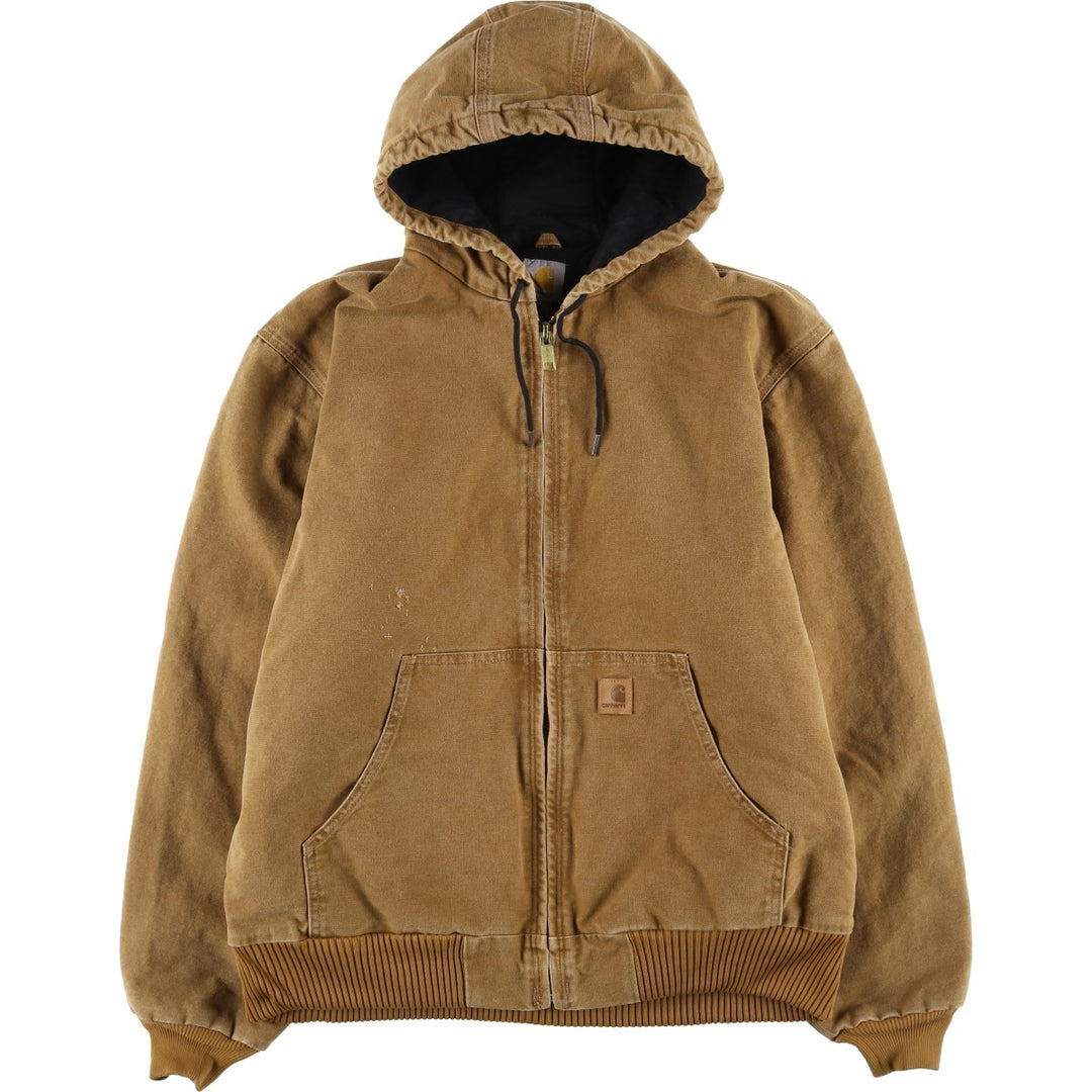 Carhartt Active Jacket, Padded Duck Full-Zip Hoodie, Men's Size L cotton beige type brown Vintage Second Hand