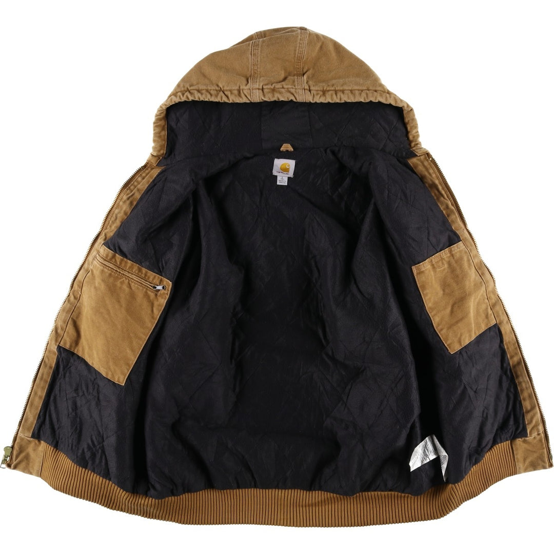Carhartt Active Jacket, Padded Duck Full-Zip Hoodie, Men's Size L cotton beige type brown Vintage Second Hand