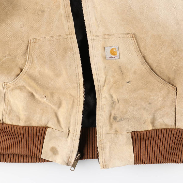 Carhartt Active Jacket, Padded Duck Full-Zip Hoodie, Men's Size Medium cotton brown type Vintage Second Hand