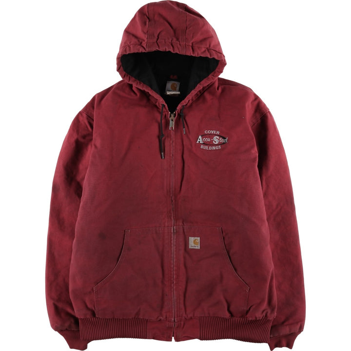 Carhartt Active Jacket Accu-Steel Advertising Insulated Duck Full-Zip Hoodie Men's XL Equivalent cotton red type Vintage Second Hand