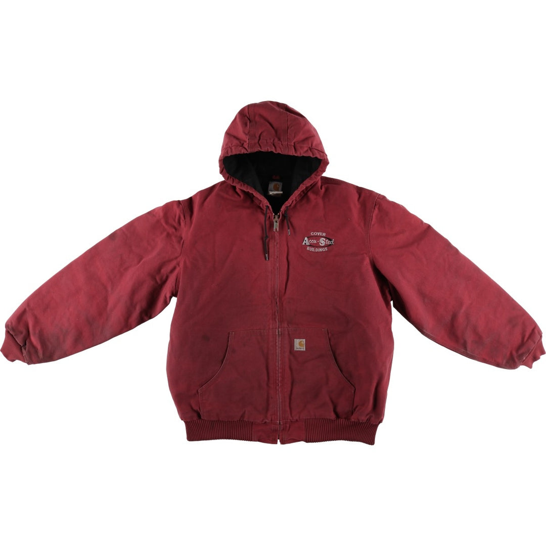 Carhartt Active Jacket Accu-Steel Advertising Insulated Duck Full-Zip Hoodie Men's XL Equivalent cotton red type Vintage Second Hand