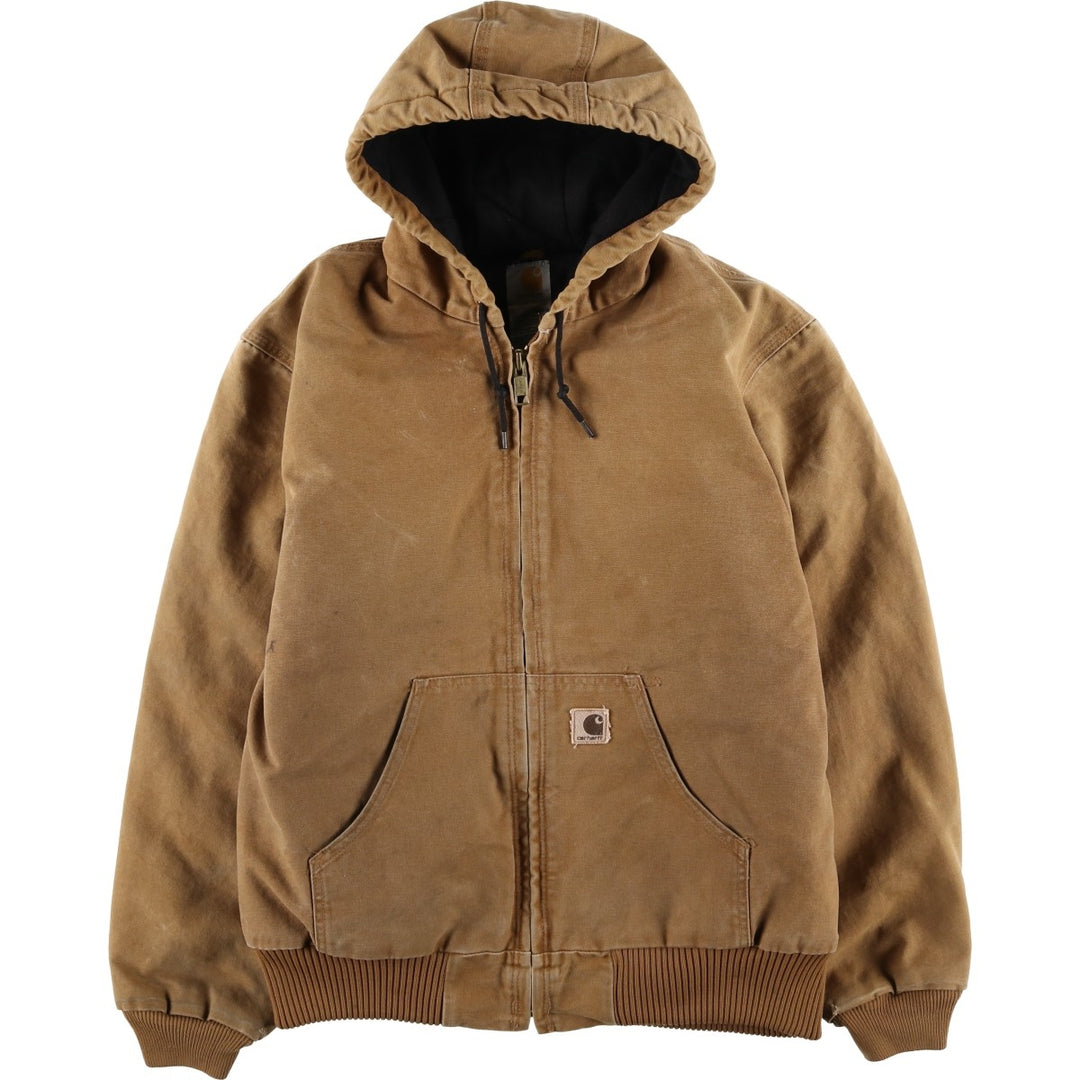 Carhartt Active Jacket, Padded Duck Full-Zip Hoodie, Men's Size Medium cotton beige type brown Vintage Second Hand