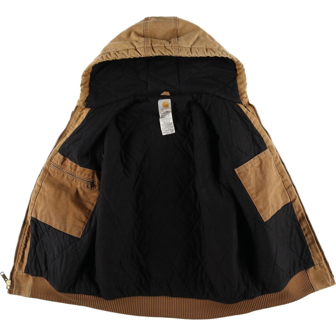 Carhartt Active Jacket, Padded Duck Full-Zip Hoodie, Men's Size Medium cotton beige type brown Vintage Second Hand