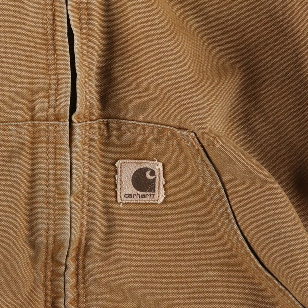 Carhartt Active Jacket, Padded Duck Full-Zip Hoodie, Men's Size Medium cotton beige type brown Vintage Second Hand