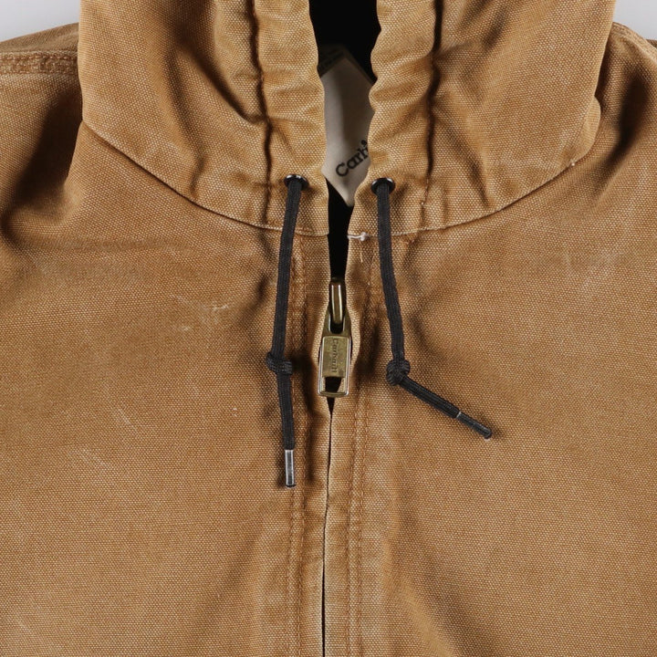Carhartt Active Jacket, Padded Duck Full-Zip Hoodie, Men's Size Medium cotton beige type brown Vintage Second Hand