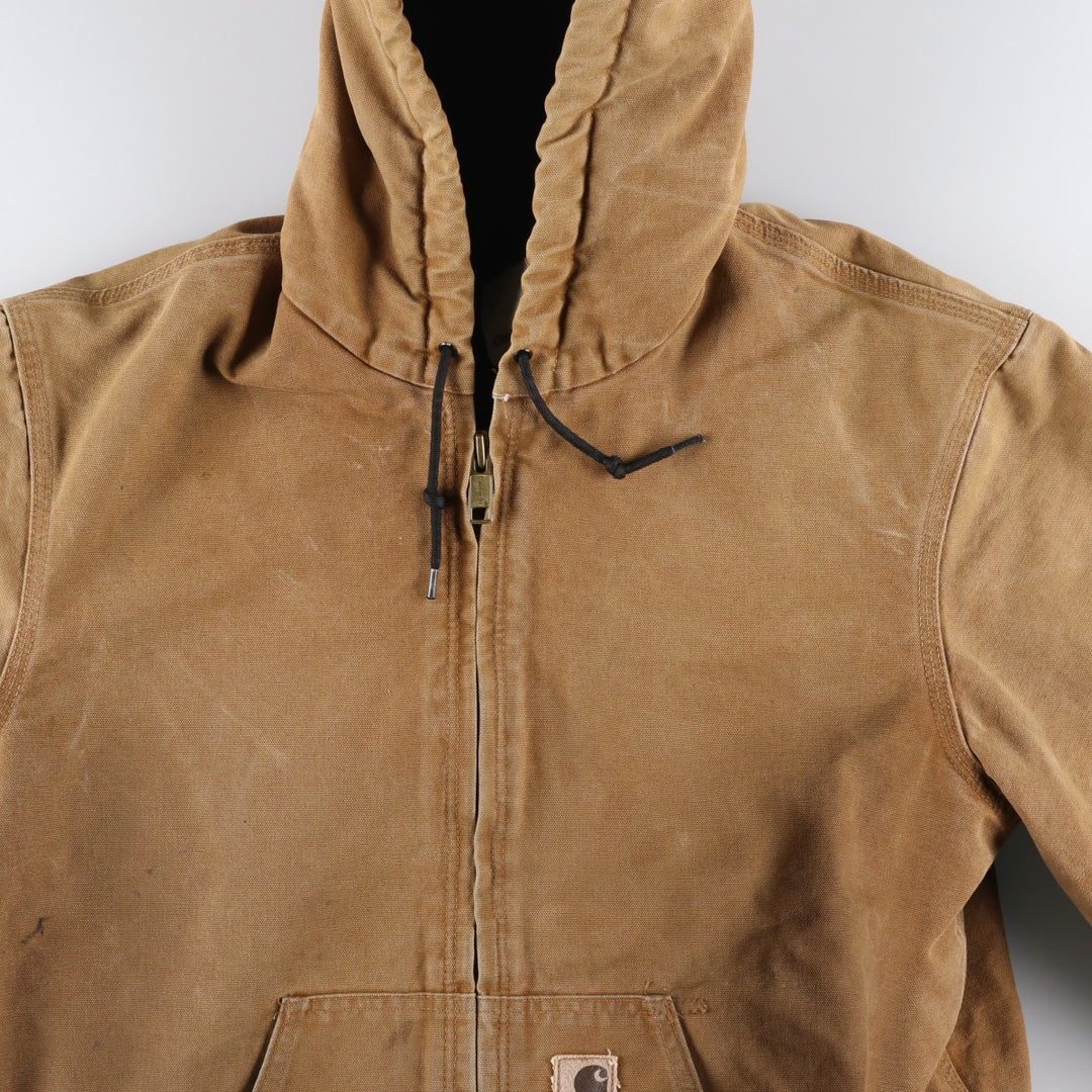 Carhartt Active Jacket, Padded Duck Full-Zip Hoodie, Men's Size Medium cotton beige type brown Vintage Second Hand