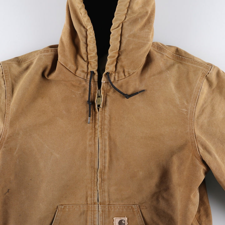 Carhartt Active Jacket, Padded Duck Full-Zip Hoodie, Men's Size Medium cotton beige type brown Vintage Second Hand