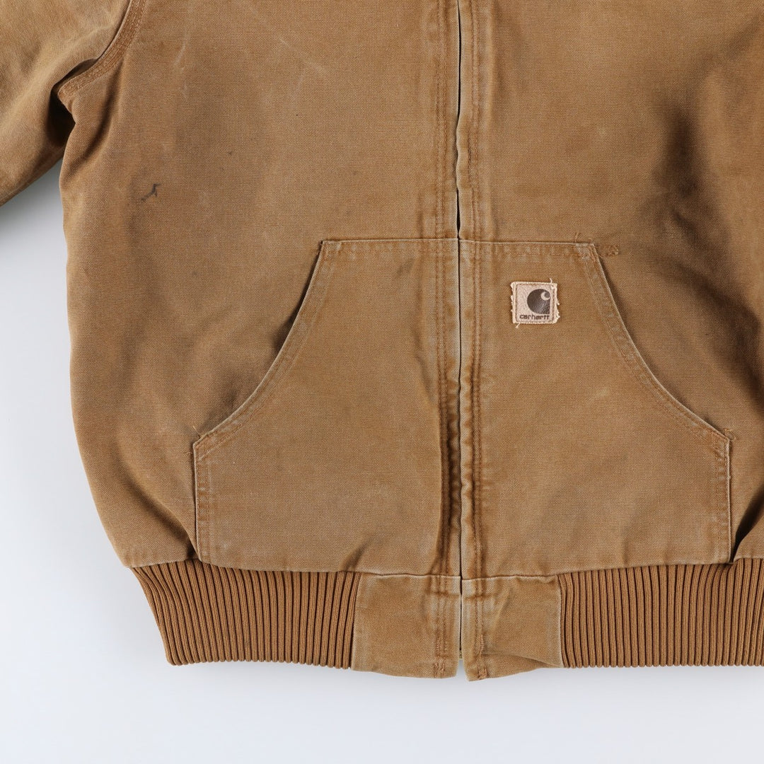 Carhartt Active Jacket, Padded Duck Full-Zip Hoodie, Men's Size Medium cotton beige type brown Vintage Second Hand