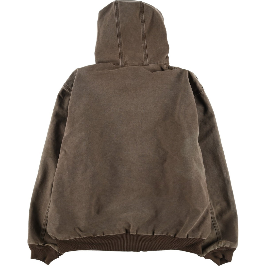 00'S Carhartt Active Jacket Duck Full Zip Hoodie Men's XXL cotton brown type Vintage Second Hand