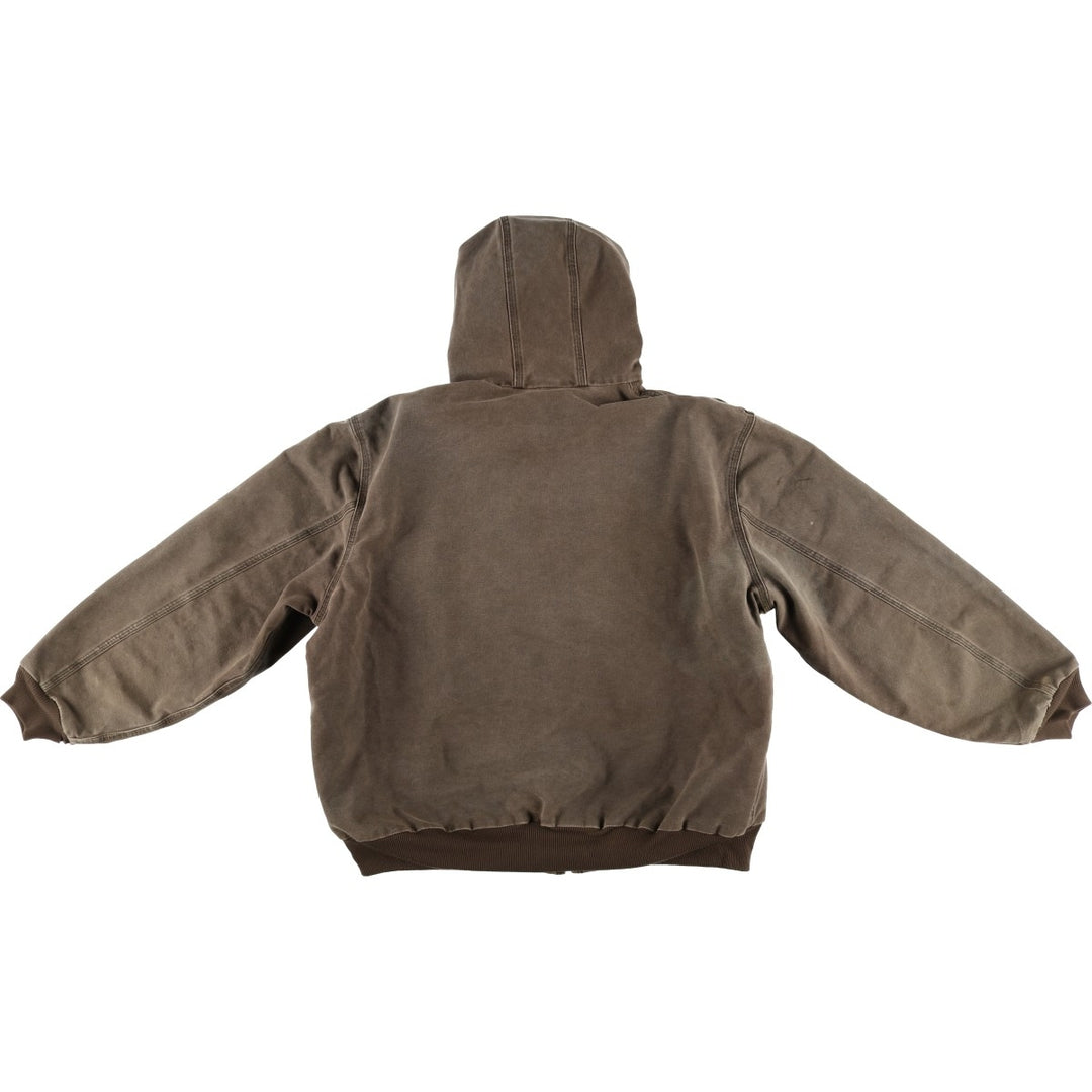 00'S Carhartt Active Jacket Duck Full Zip Hoodie Men's XXL cotton brown type Vintage Second Hand