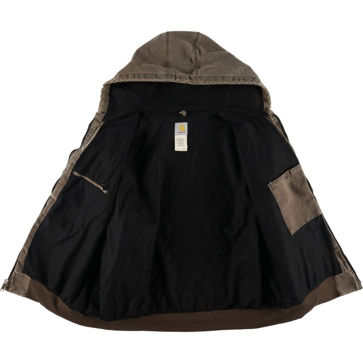 00'S Carhartt Active Jacket Duck Full Zip Hoodie Men's XXL cotton brown type Vintage Second Hand