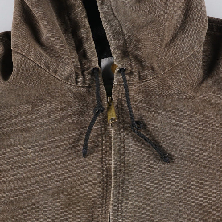 00'S Carhartt Active Jacket Duck Full Zip Hoodie Men's XXL cotton brown type Vintage Second Hand