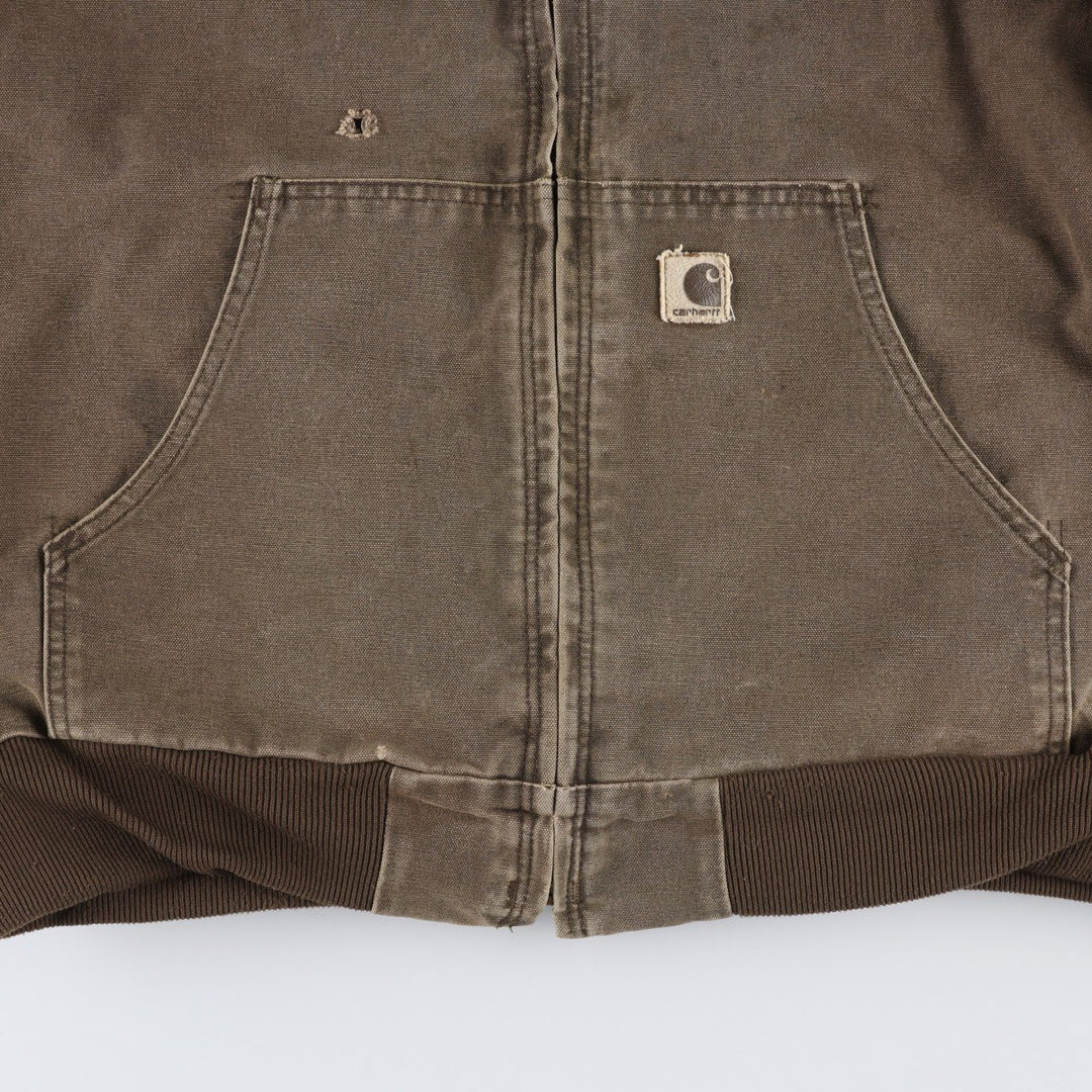00'S Carhartt Active Jacket Duck Full Zip Hoodie Men's XXL cotton brown type Vintage Second Hand