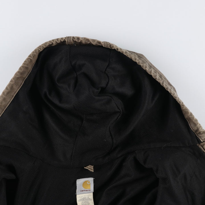 00'S Carhartt Active Jacket Duck Full Zip Hoodie Men's XXL cotton brown type Vintage Second Hand
