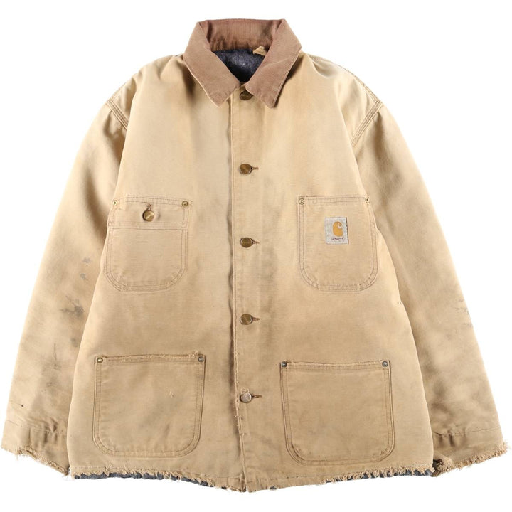 Carhartt Michigan Chore Coat Duck Coverall Men's L size unclear brown type Vintage Second Hand