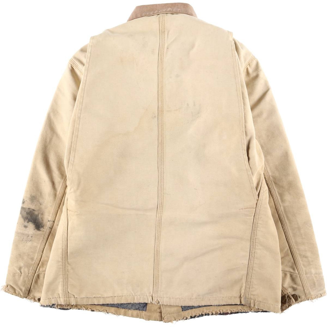 Carhartt Michigan Chore Coat Duck Coverall Men's L size unclear brown type Vintage Second Hand