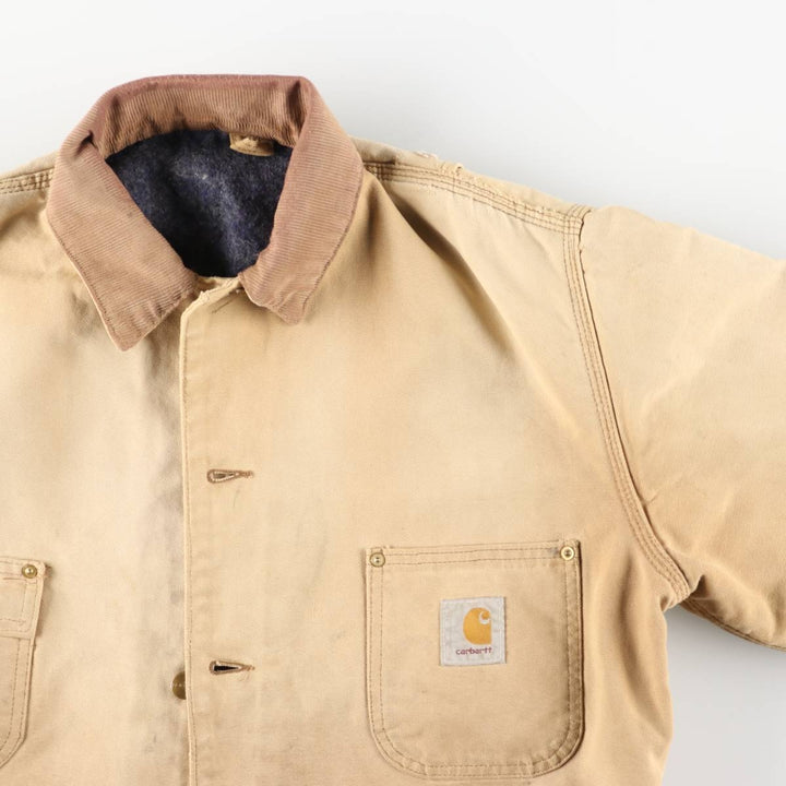 Carhartt Michigan Chore Coat Duck Coverall Men's L size unclear brown type Vintage Second Hand