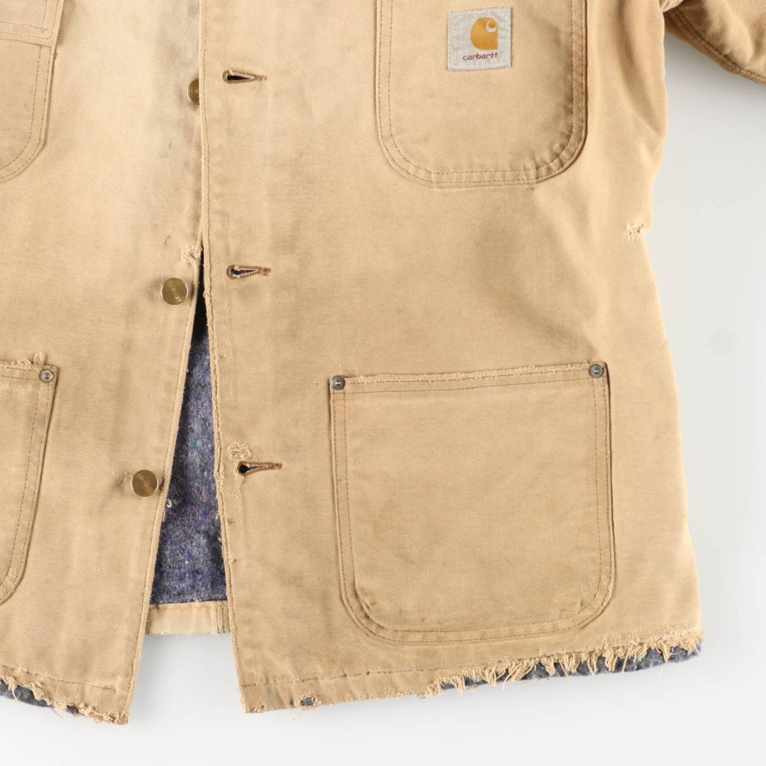 Carhartt Michigan Chore Coat Duck Coverall Men's L size unclear brown type Vintage Second Hand