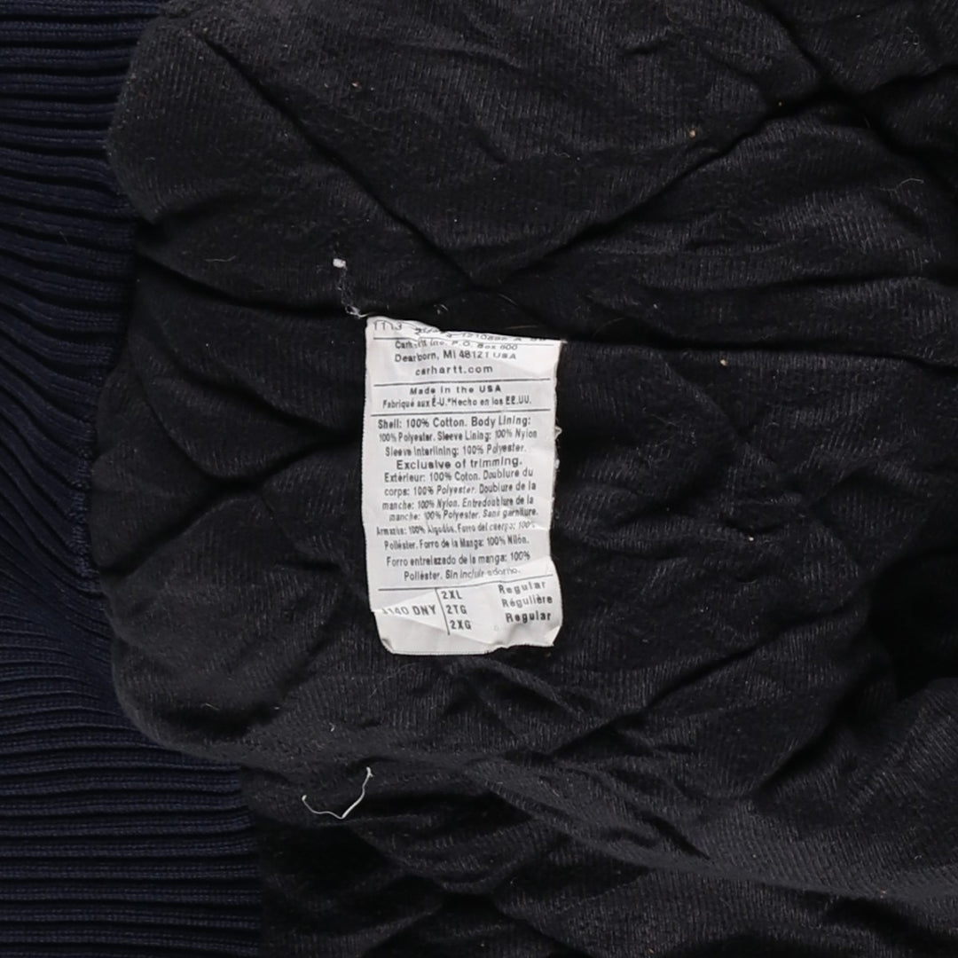 Carhartt Active Jacket, Padded Duck Full-Zip Hoodie, Made in USA, Men's XXL cotton navy blue type Vintage Second Hand