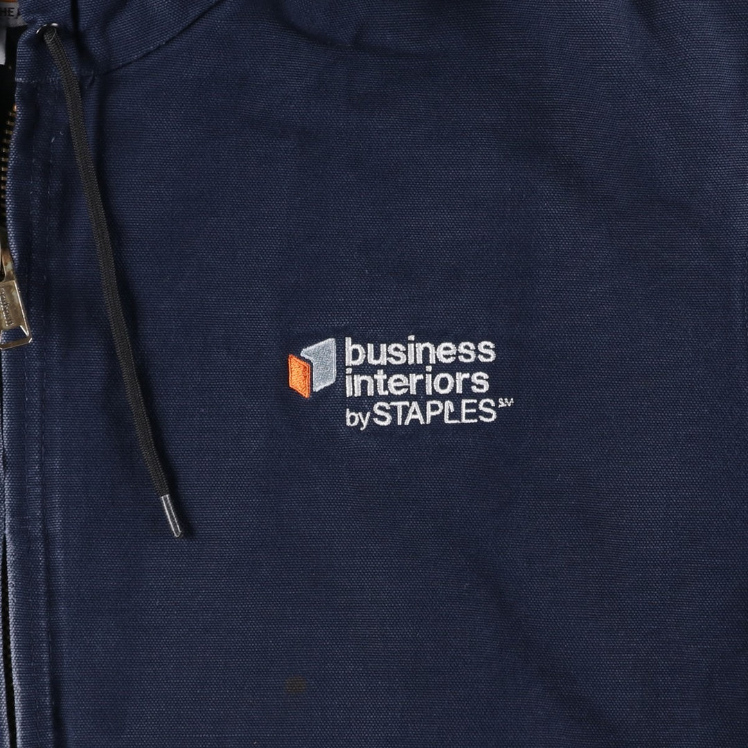 Carhartt Active Jacket, Padded Duck Full-Zip Hoodie, Made in USA, Men's XXL cotton navy blue type Vintage Second Hand