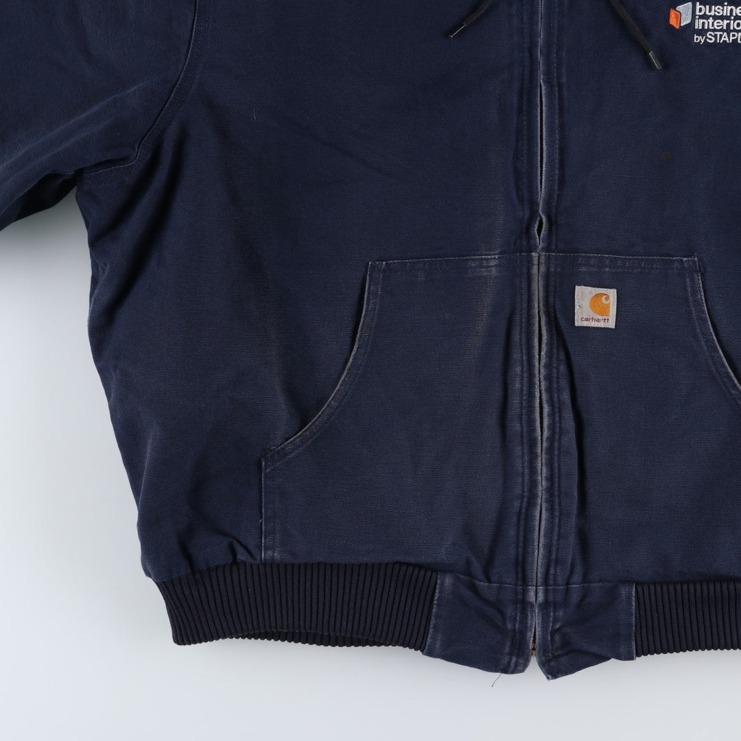 Carhartt Active Jacket, Padded Duck Full-Zip Hoodie, Made in USA, Men's XXL cotton navy blue type Vintage Second Hand