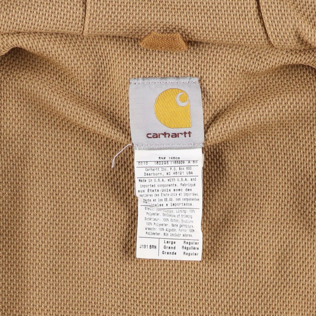 Carhartt Active Jacket Hamon Custodis Advertising Duck Full-Zip Hoodie, Made in USA, Men's Size L (approx.) cotton ocher yellow type Vintage Second Hand