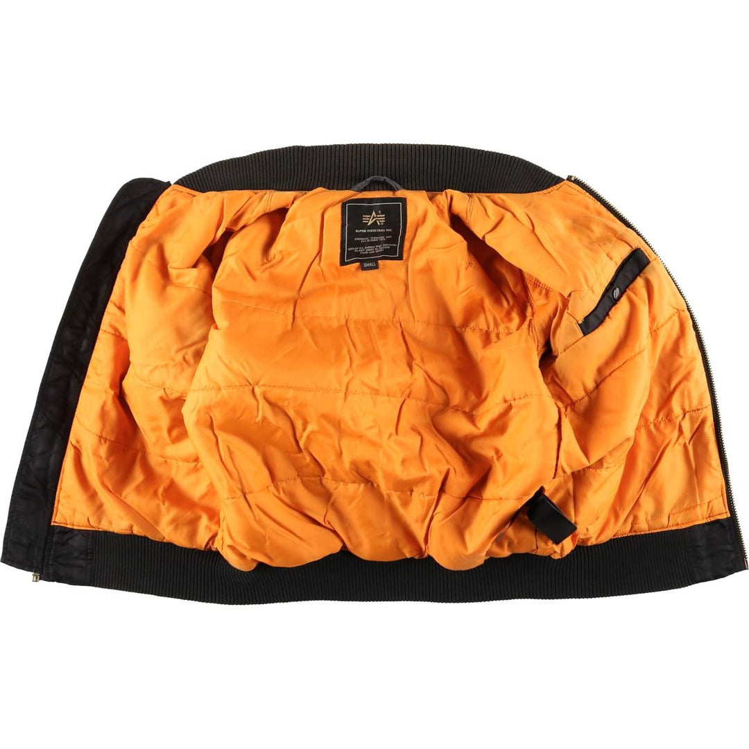 Civilian Alpha MA-1 style padded military flight jacket, men's size small Nylon black type Vintage Second Hand