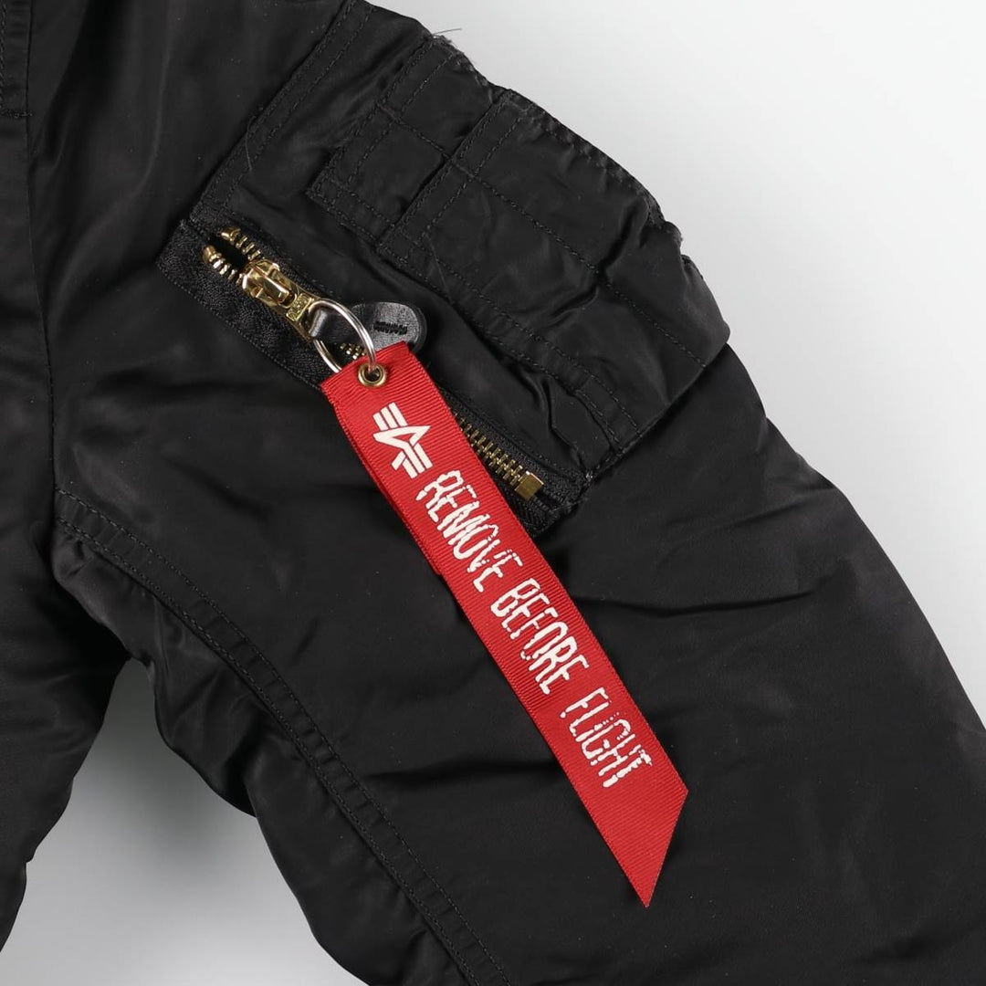 Civilian Alpha MA-1 style padded military flight jacket, men's size small Nylon black type Vintage Second Hand