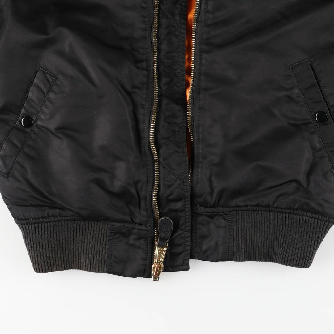 Civilian Alpha MA-1 style padded military flight jacket, men's size small Nylon black type Vintage Second Hand