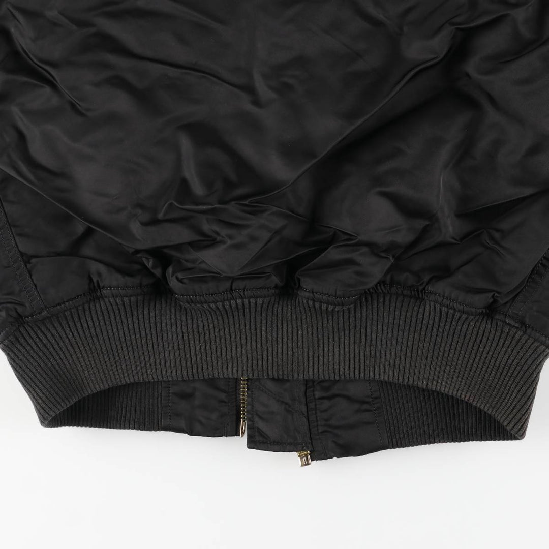 Civilian Alpha MA-1 style padded military flight jacket, men's size small Nylon black type Vintage Second Hand