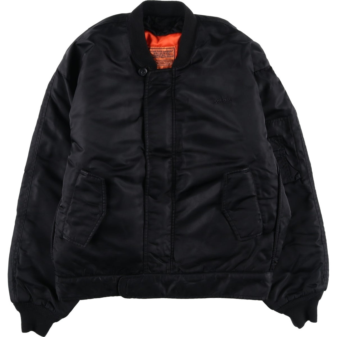 Civilian Schott MA-1 Military Flight Jacket, Men's Size L Nylon black type Vintage Second Hand