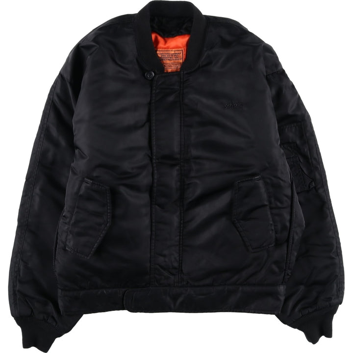 Civilian Schott MA-1 Military Flight Jacket, Men's Size L Nylon black type Vintage Second Hand