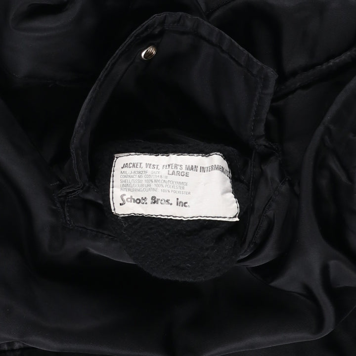 Civilian Schott MA-1 Military Flight Jacket, Men's Size L Nylon black type Vintage Second Hand