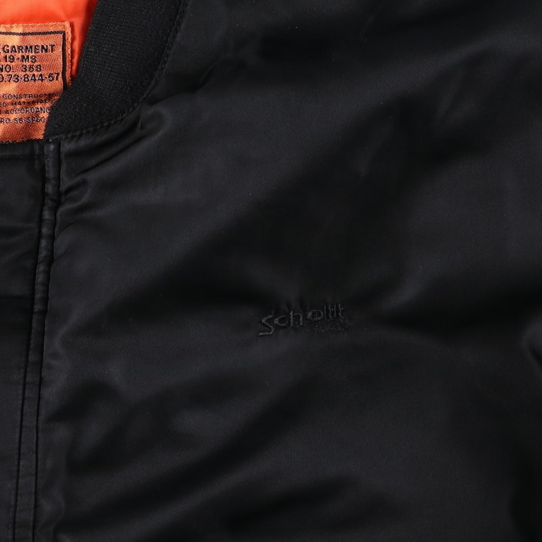 Civilian Schott MA-1 Military Flight Jacket, Men's Size L Nylon black type Vintage Second Hand