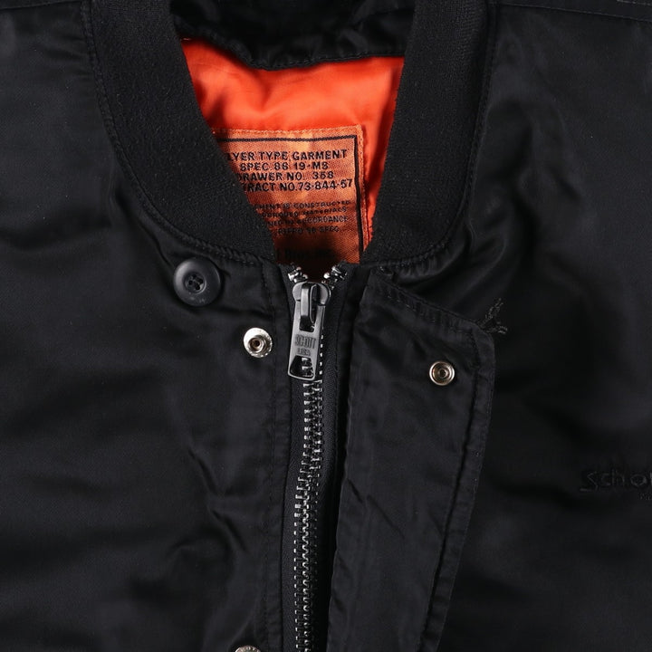 Civilian Schott MA-1 Military Flight Jacket, Men's Size L Nylon black type Vintage Second Hand
