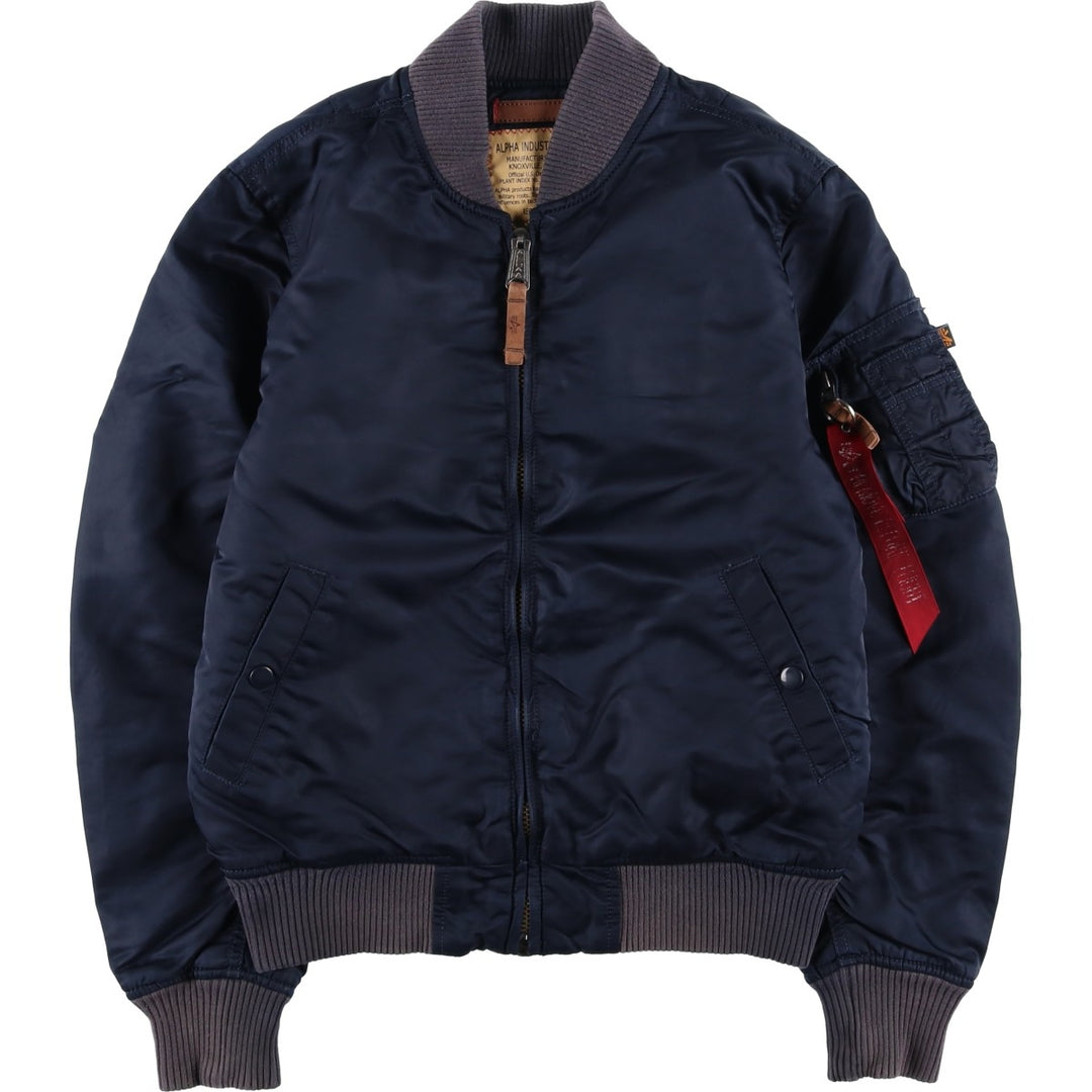 Civilian Alpha MA-1 style padded military flight jacket, men's size small Nylon navy blue type Vintage Second Hand