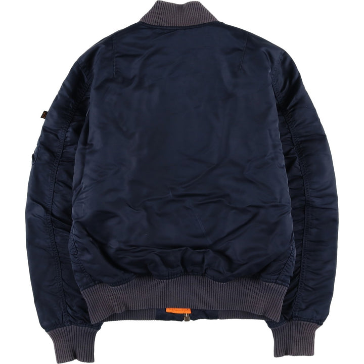 Civilian Alpha MA-1 style padded military flight jacket, men's size small Nylon navy blue type Vintage Second Hand