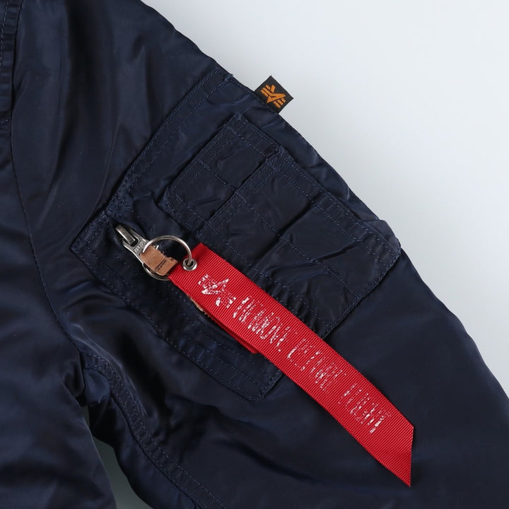 Civilian Alpha MA-1 style padded military flight jacket, men's size small Nylon navy blue type Vintage Second Hand