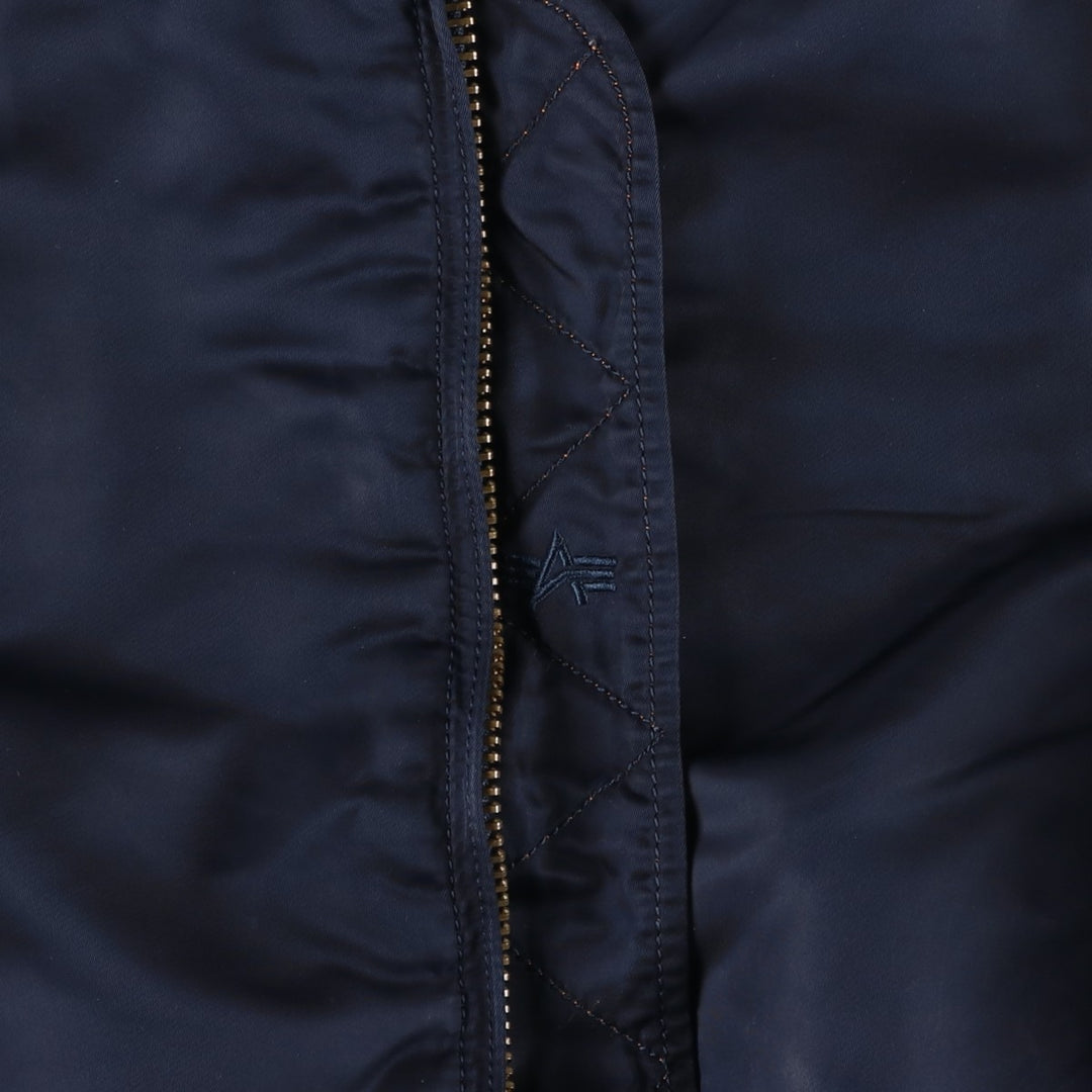 Civilian Alpha MA-1 style padded military flight jacket, men's size small Nylon navy blue type Vintage Second Hand