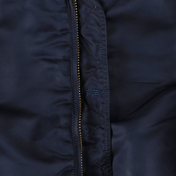 Civilian Alpha MA-1 style padded military flight jacket, men's size small Nylon navy blue type Vintage Second Hand