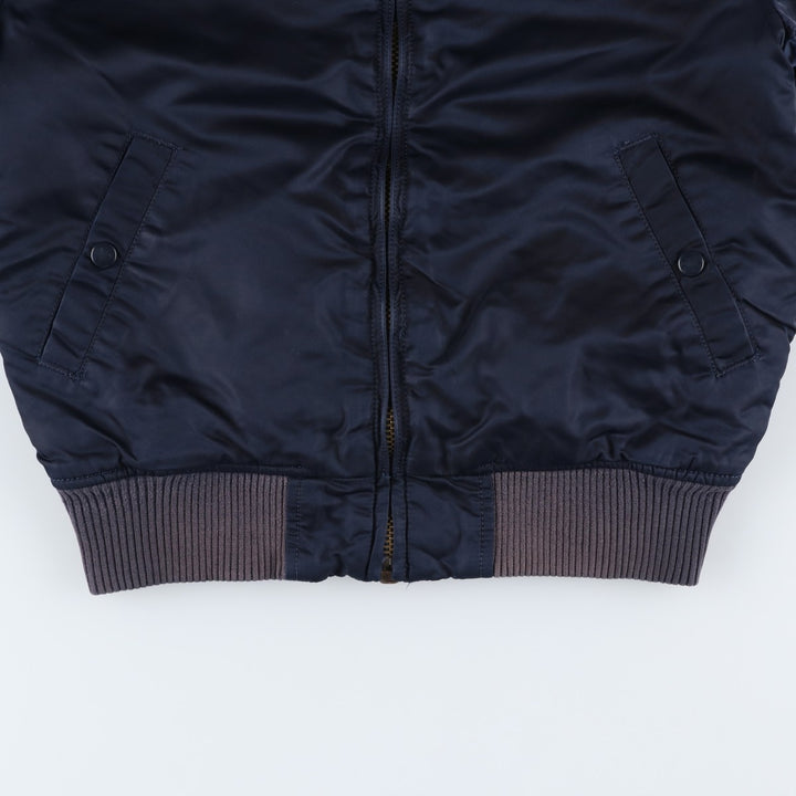 Civilian Alpha MA-1 style padded military flight jacket, men's size small Nylon navy blue type Vintage Second Hand