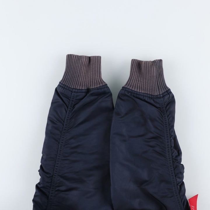 Civilian Alpha MA-1 style padded military flight jacket, men's size small Nylon navy blue type Vintage Second Hand