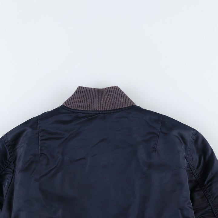 Civilian Alpha MA-1 style padded military flight jacket, men's size small Nylon navy blue type Vintage Second Hand