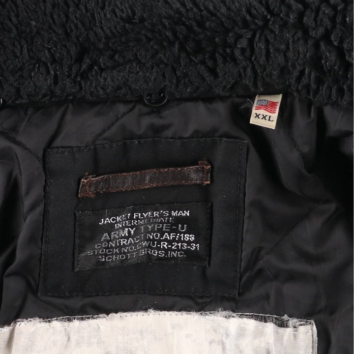 Civilian-made Schott TYPE-U padded military flight jacket, men's size XXL equivalent. polyester black type Vintage Second Hand