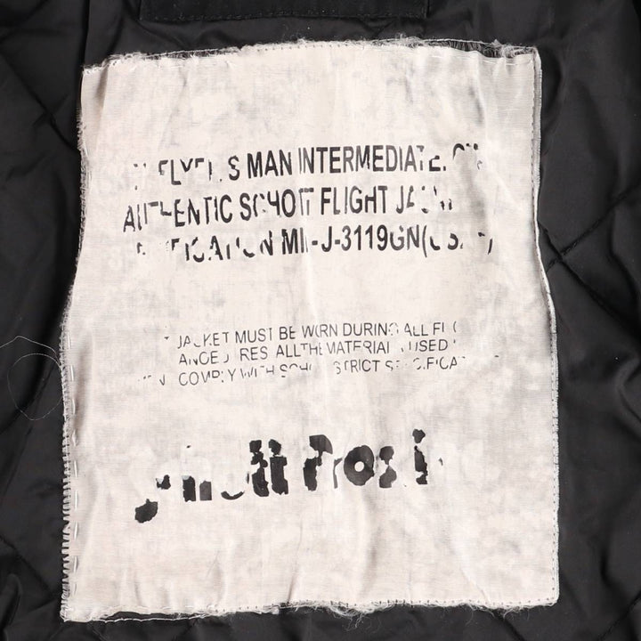 Civilian-made Schott TYPE-U padded military flight jacket, men's size XXL equivalent. polyester black type Vintage Second Hand