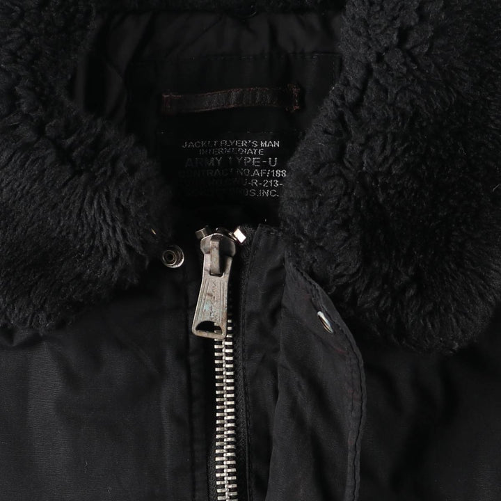 Civilian-made Schott TYPE-U padded military flight jacket, men's size XXL equivalent. polyester black type Vintage Second Hand