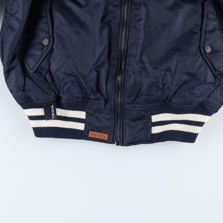 TOP GUN MA-1 type American flag pattern padded military flight jacket, men's size M equivalent. unclear navy blue type Vintage Second Hand