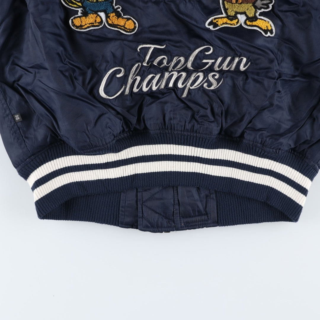 TOP GUN MA-1 type American flag pattern padded military flight jacket, men's size M equivalent. unclear navy blue type Vintage Second Hand