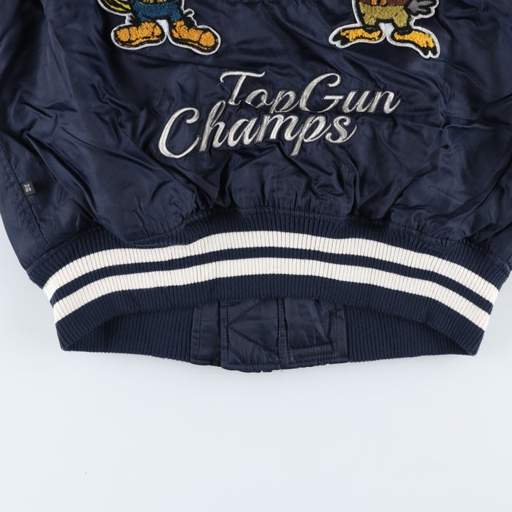 TOP GUN MA-1 type American flag pattern padded military flight jacket, men's size M equivalent. unclear navy blue type Vintage Second Hand