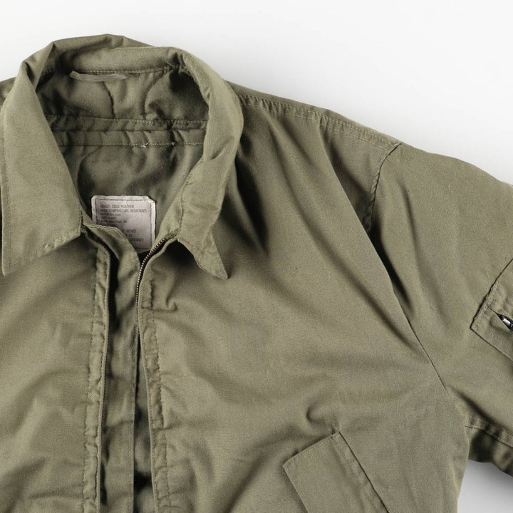 1980'S US Military Issue CVC Cold Weather Jacket, Military Tanker Jacket, Made in USA, Men's Size L (Equivalent), Vintage Aramid Khaki type Vintage Second Hand